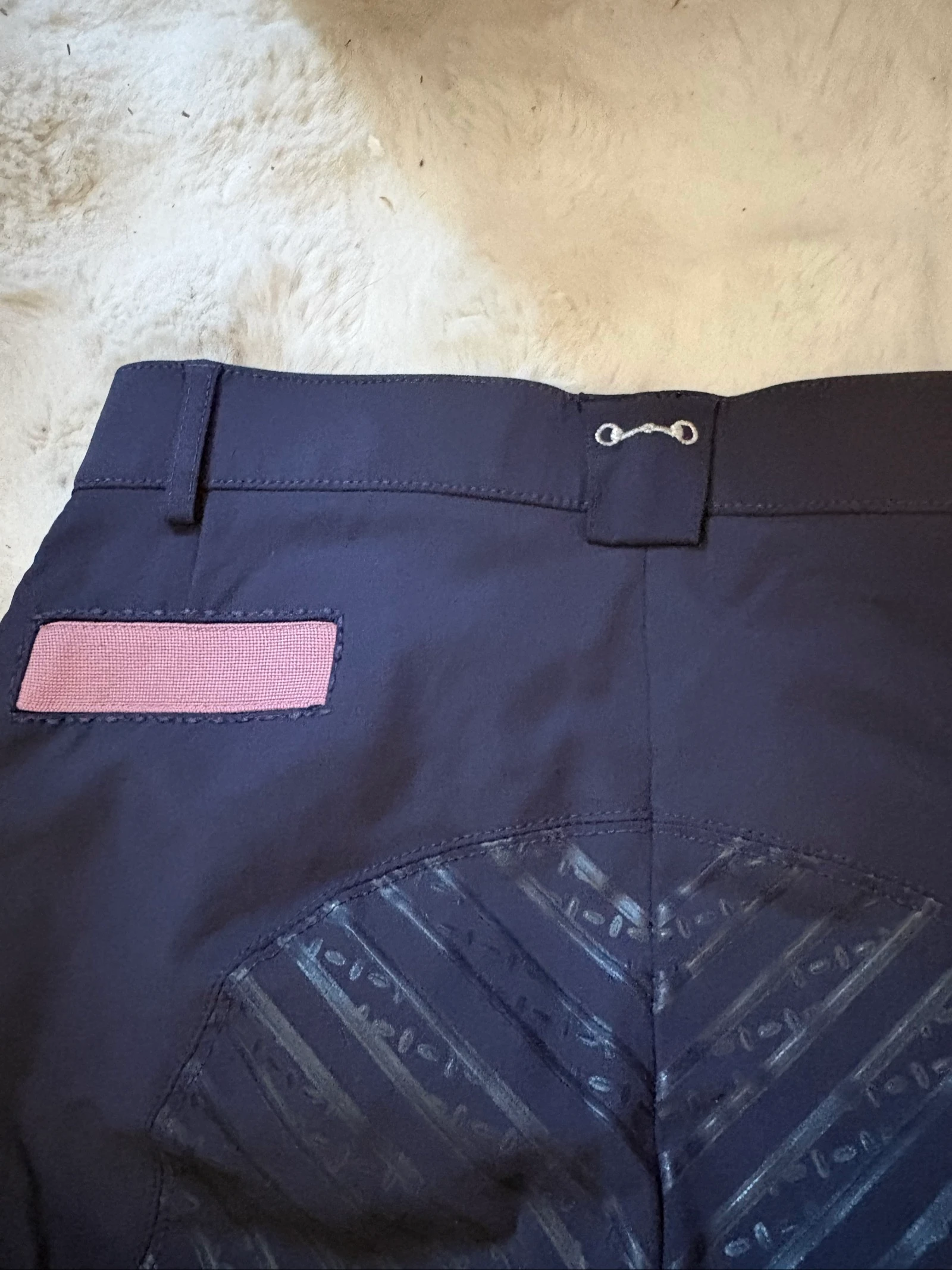 HV Polo Riding Trousers 34 / XS Full Grip Navy Blue Pink – Very Good Condition – photo 8